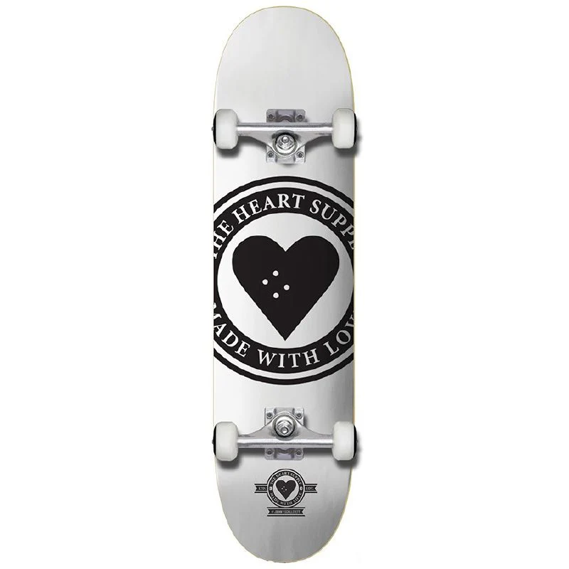 Heart Supply Badge Logo Complete Skateboard White 8.25