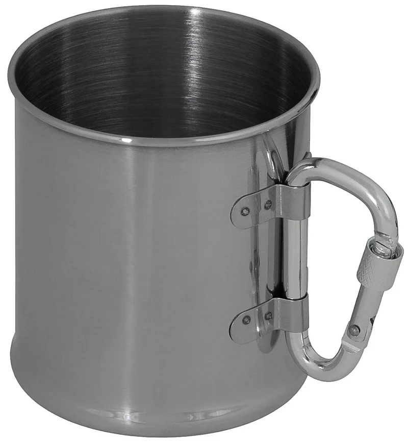 rvs mok met karabijhaak handvat 220ml.