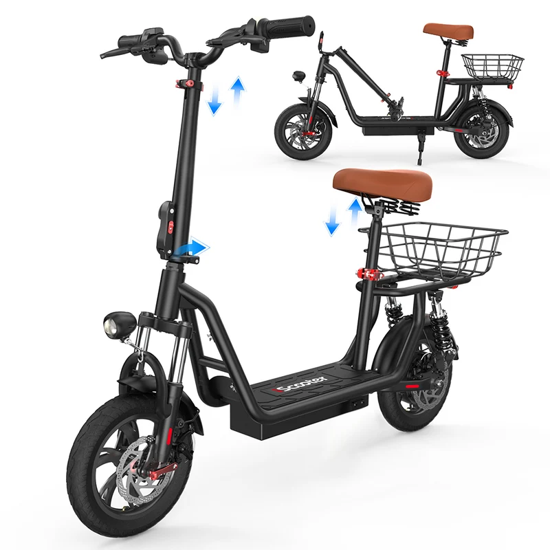 iScooter i12 500W Electric Scooter with Seat & Basket
