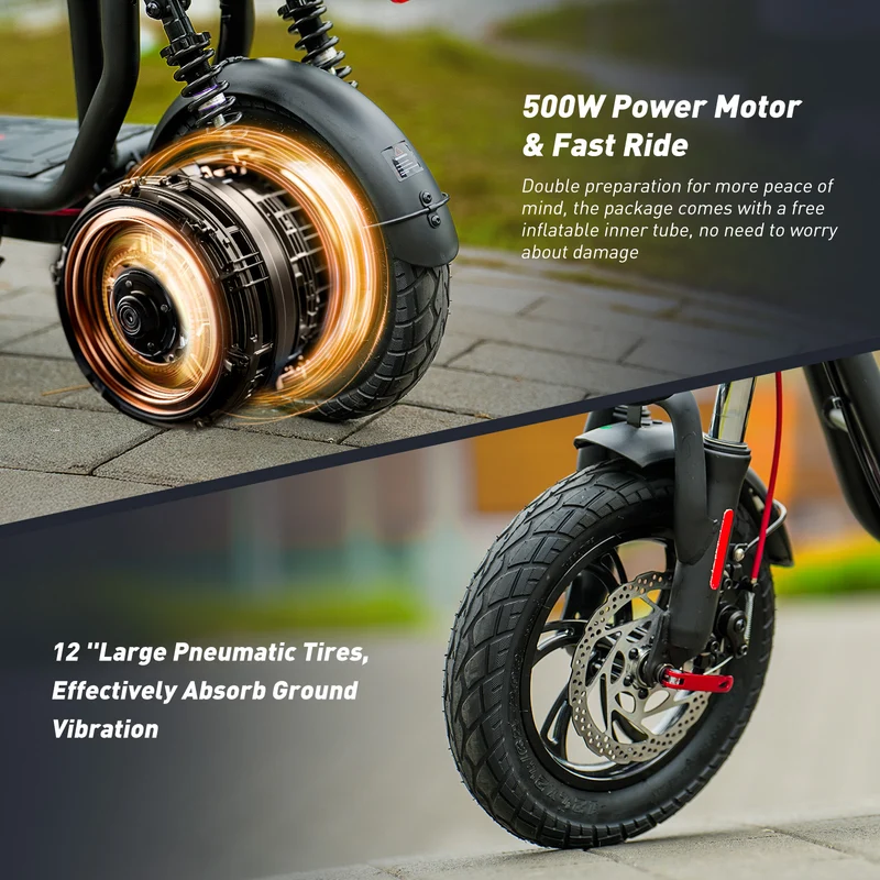 iScooter i12 500W Electric Scooter with Seat & Basket