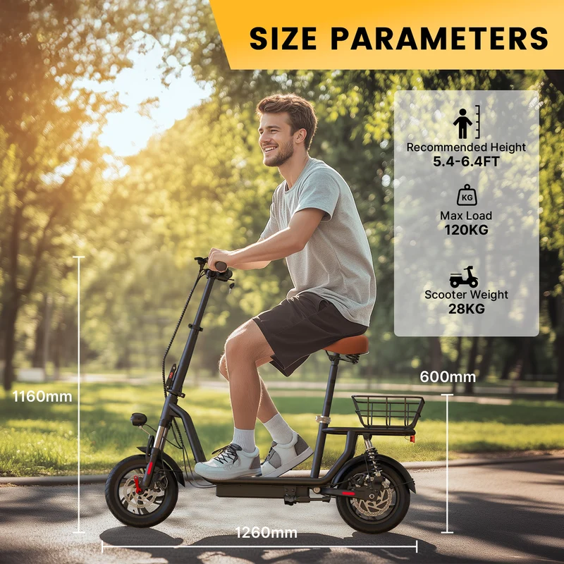 iScooter i12 500W Electric Scooter with Seat & Basket
