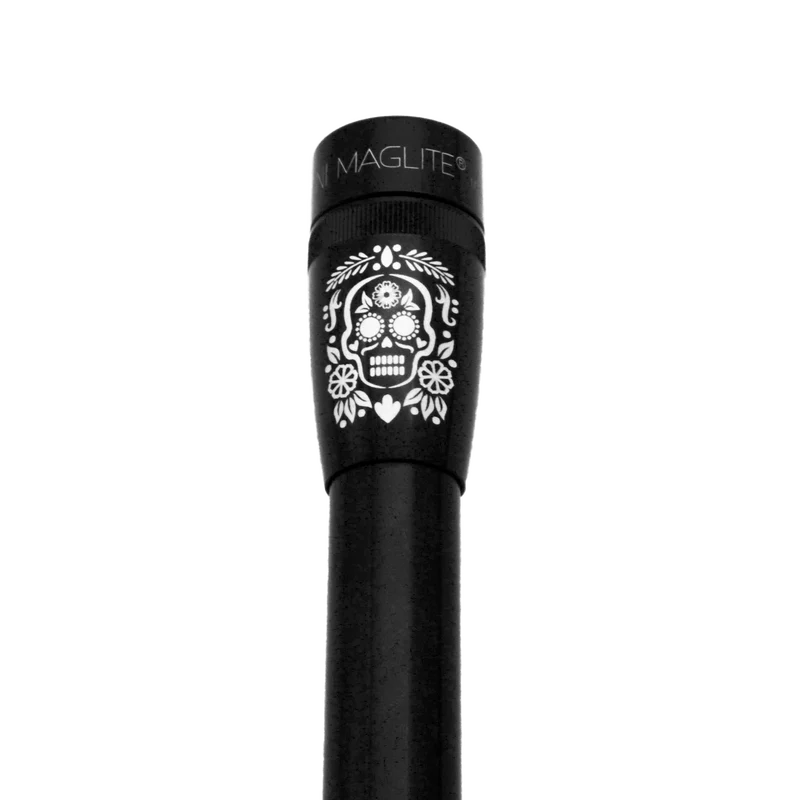 MiniMag 2AA Cell Black LED Flashlight, Día de Los Muertos