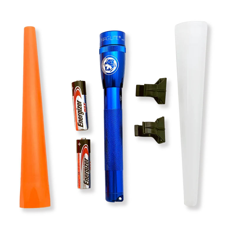 MINIMAG AA 2 CELL PRO LED FLASHLIGHT, BLUE, with APA LOGO BUNDLE