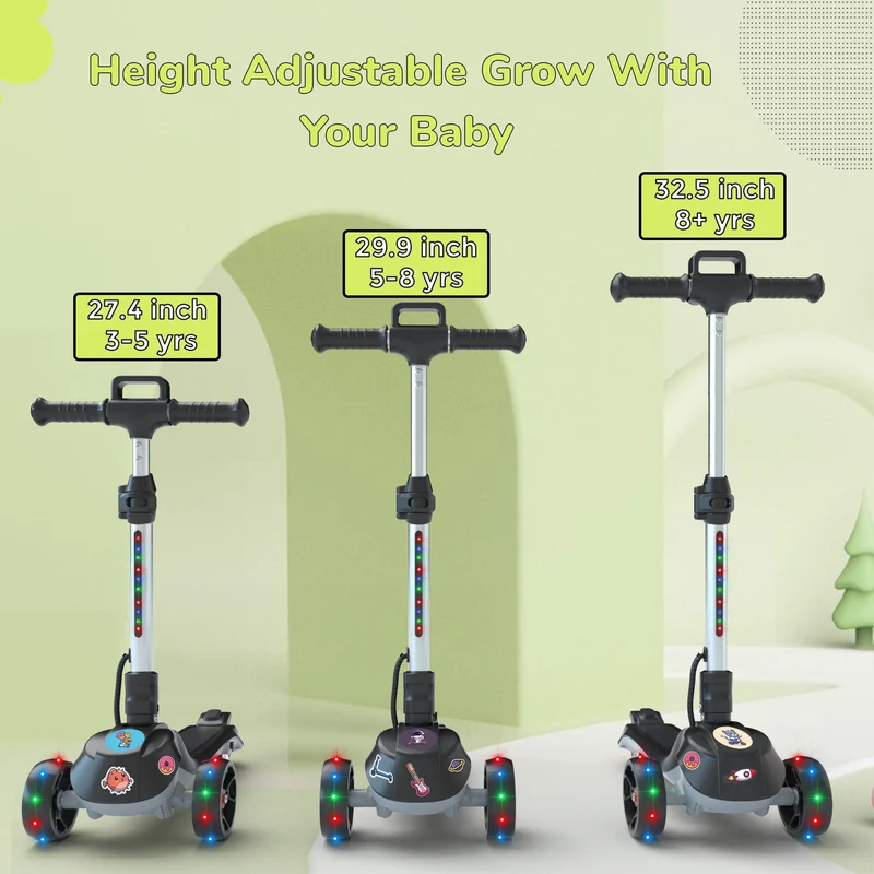 iScooter iK2 Height Adjustable Kids Electric Scooter with Flashing Wheels