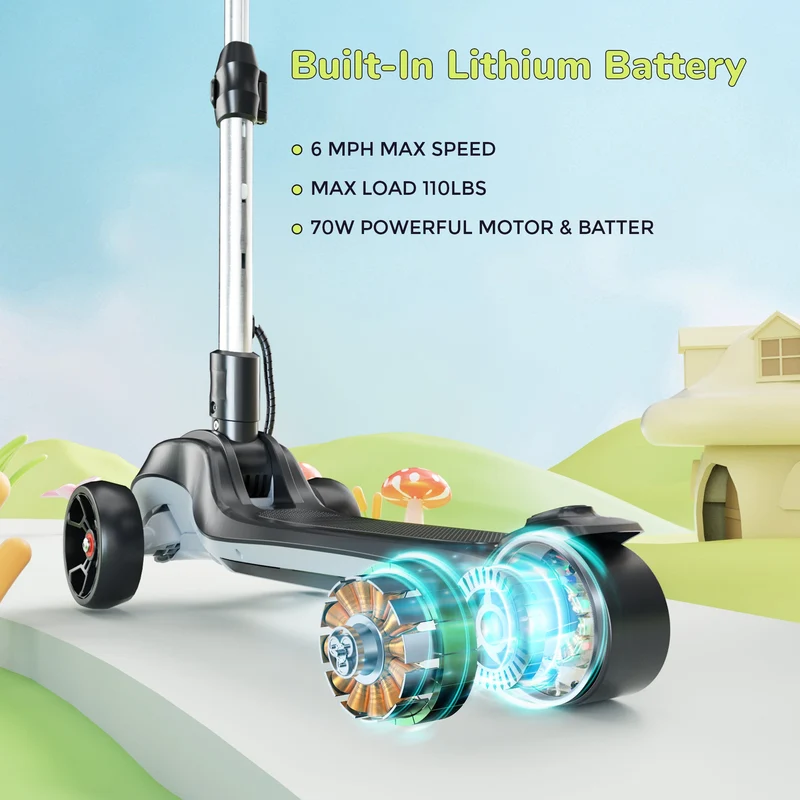 iScooter iK2 Height Adjustable Kids Electric Scooter with Flashing Wheels