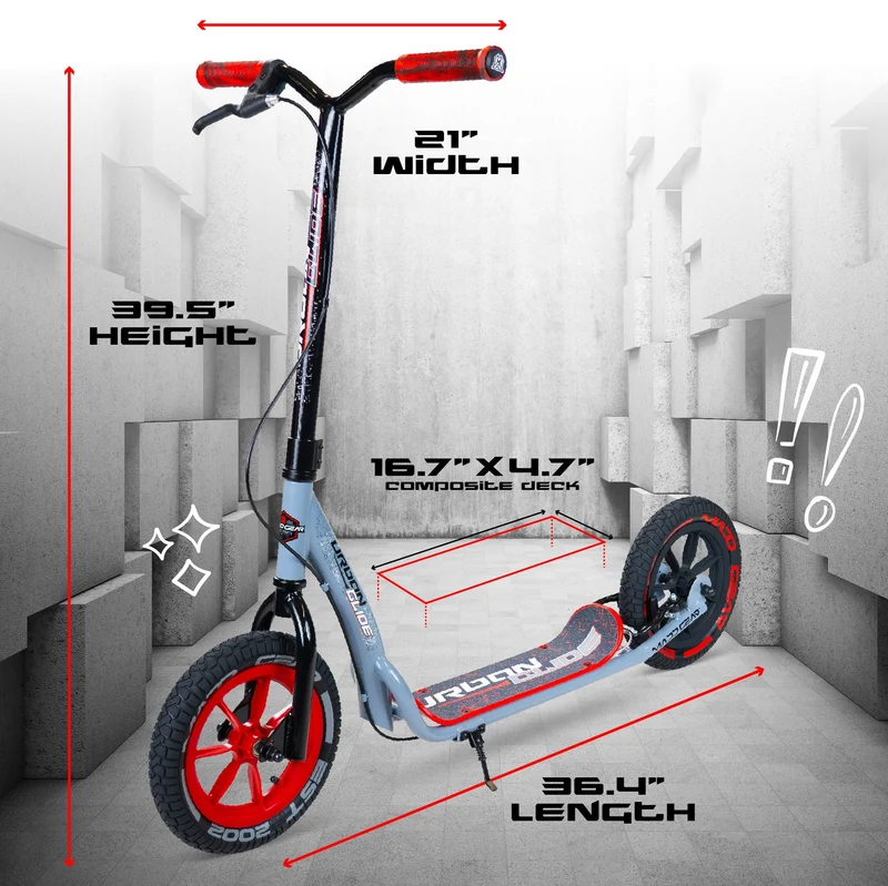 Urban Glide Commuter Scooter - Gray Red