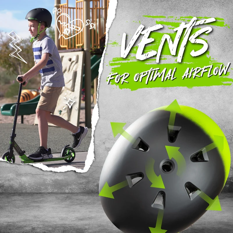 Certified EPS Helmet - Black Green M/L