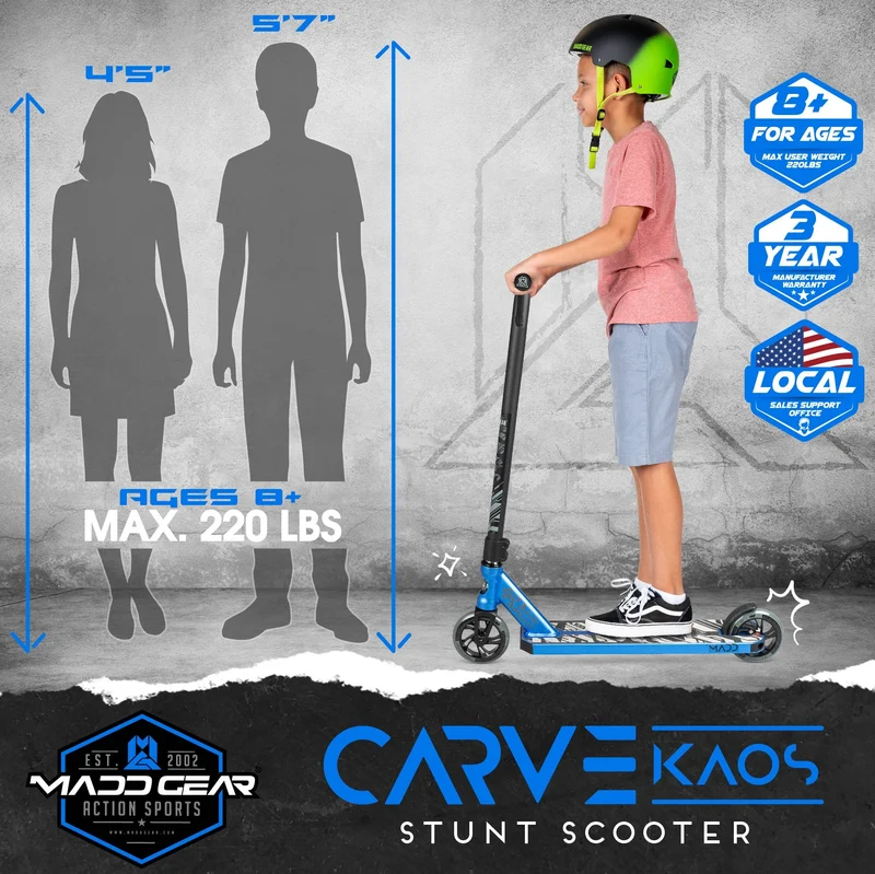 Carve Kaos Stunt Scooter - Blue-Black