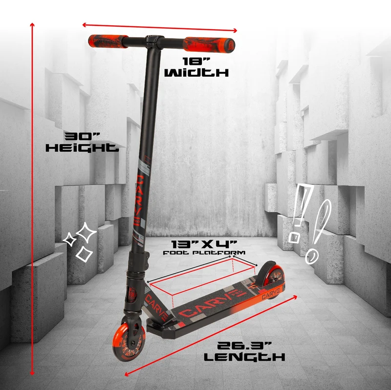 Carve Pro Trick Stunt Scooter - Black-Red