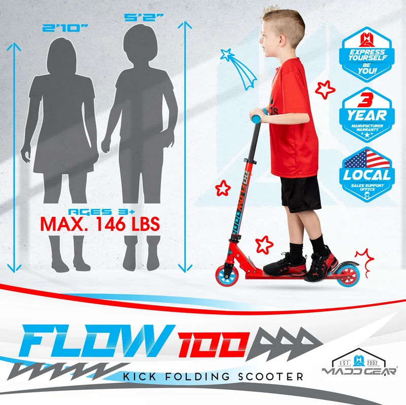 Carve 100 Folding Stunt Scooter - Rot-Blau