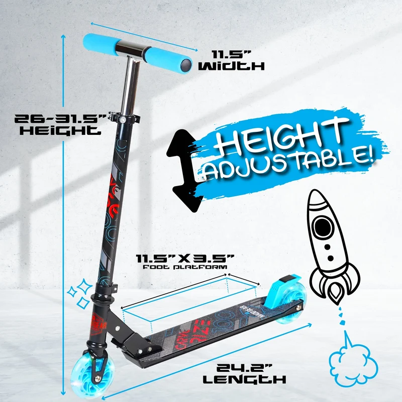 Rize 100 Light-Up Scooter - Black Blue