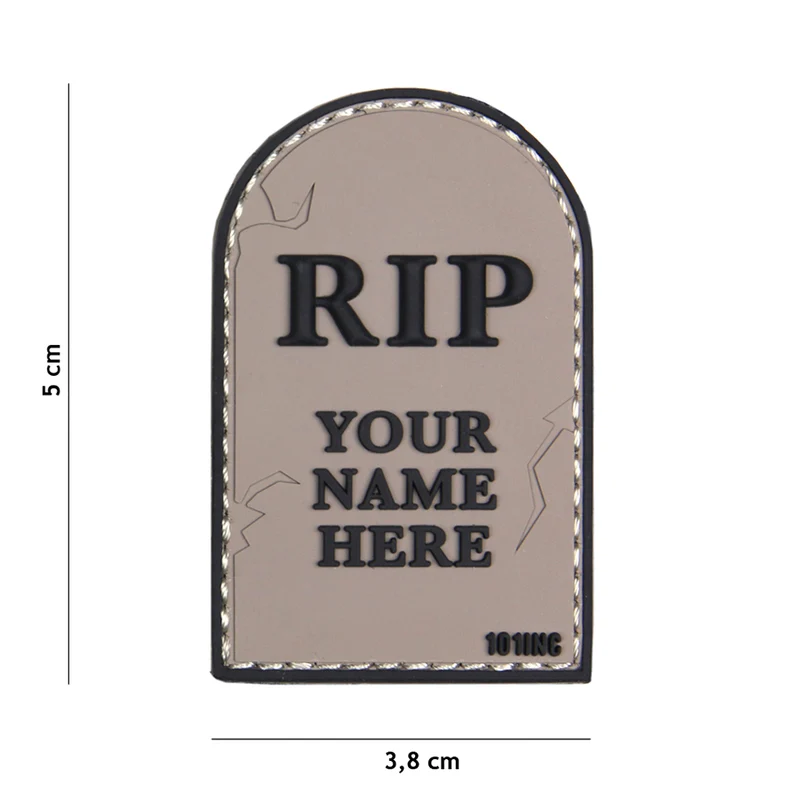 3D pvc patch RIP grijs #18027