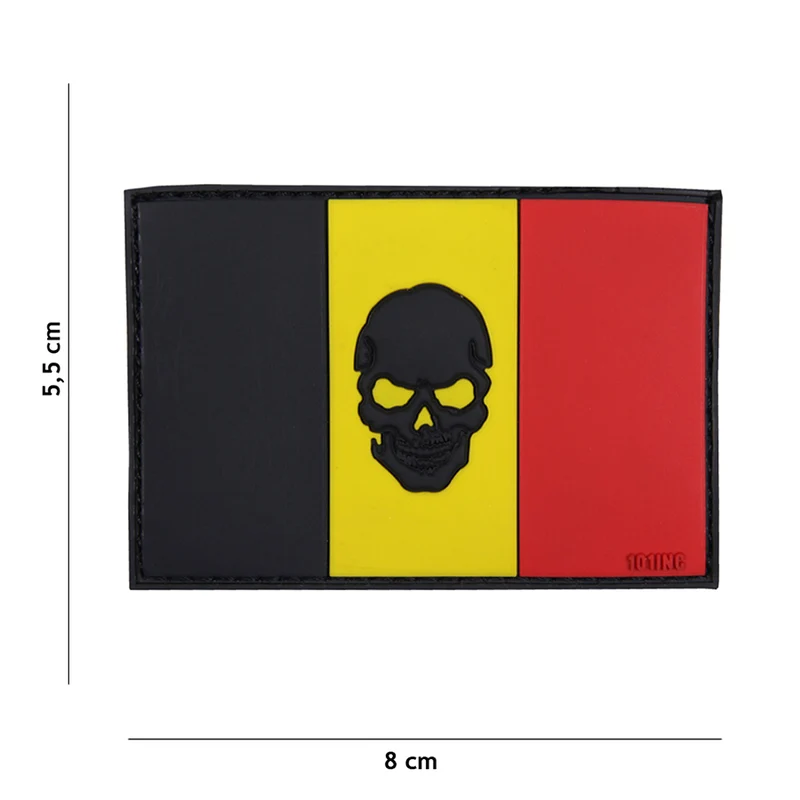 3D pvc patch vlag België + skull #16049