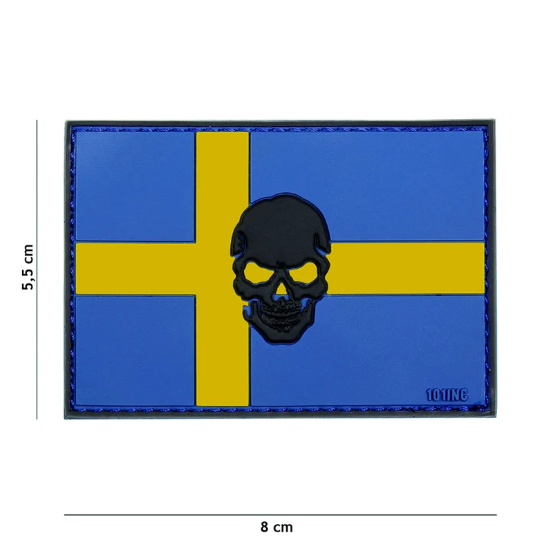 3D pvc patch vlag Zweden + skull #17015
