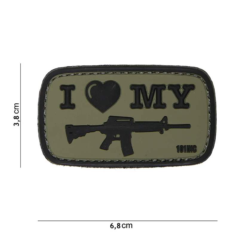 3D pvc patch I Love my M4 groen #16057