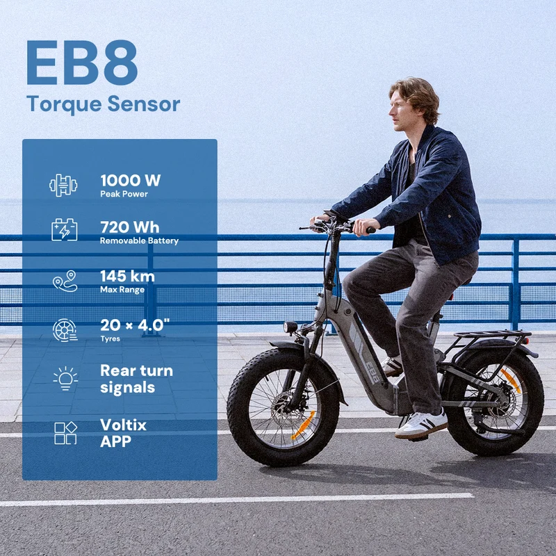EB8 20" Fat Tire Folding Electric Bike with Torque Sensor
