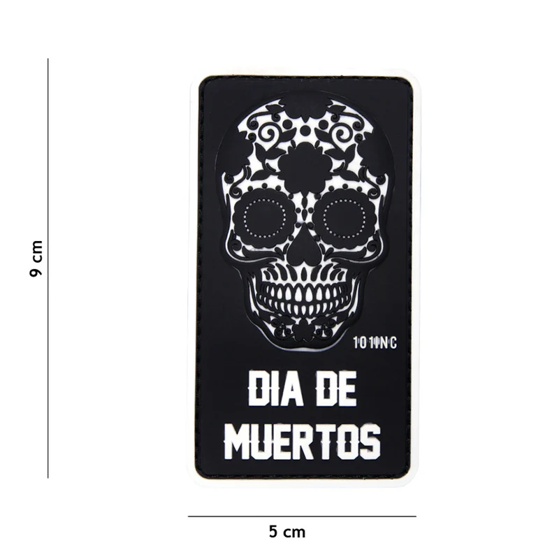 3D pvc patch Dia de Muertos zwart #16012