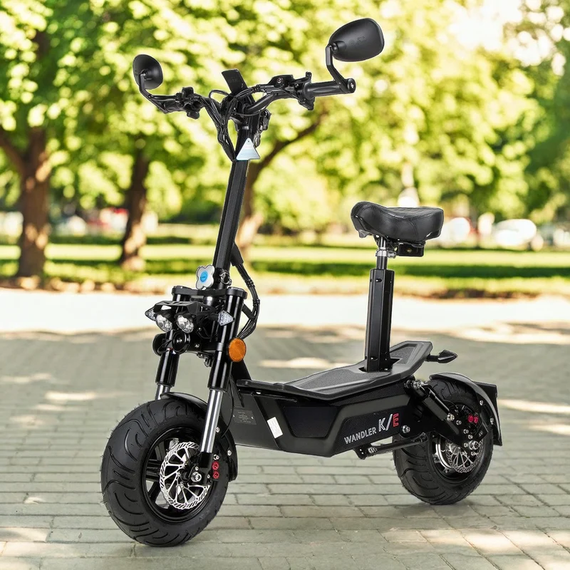 WANDLER K/E Schwarz – Elektroroller 45 km/h mit Sitz für Alltag & Pendeln