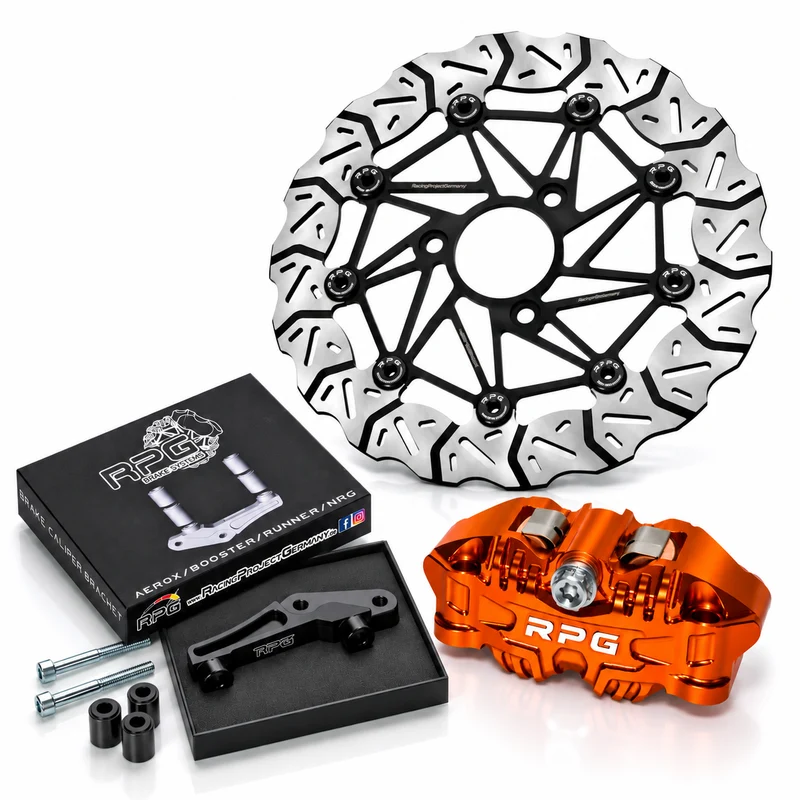 Bremskit Vorne: 280mm Oversize + 4-Kolben Bremssattel + Adapter für Yamaha Aerox
