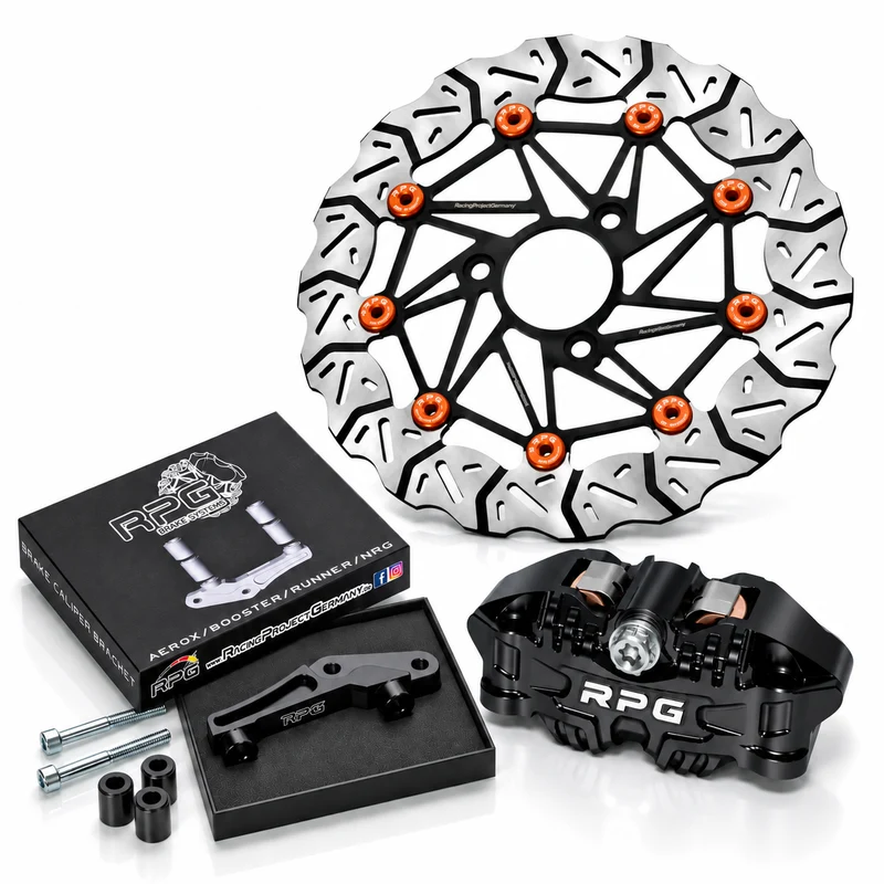 Bremskit Vorne: 280mm Oversize + 4-Kolben Bremssattel + Adapter für Yamaha Aerox