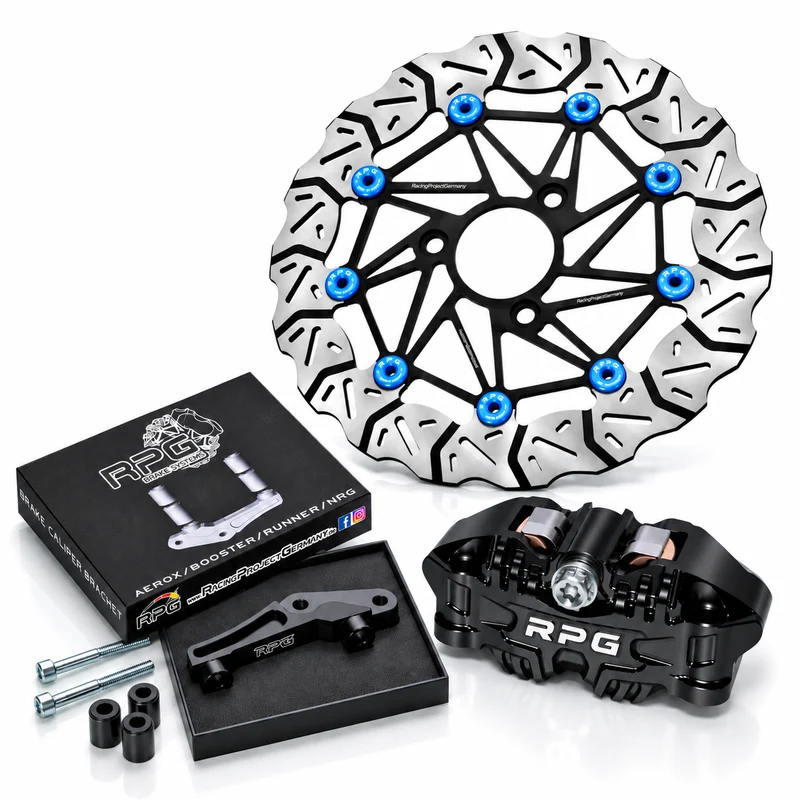 Bremskit Vorne: 280mm Oversize + 4-Kolben Bremssattel + Adapter für Yamaha Aerox
