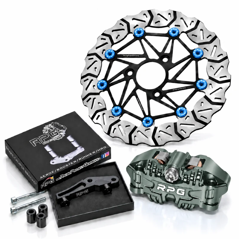 Bremskit Vorne: 280mm Oversize + 4-Kolben Bremssattel + Adapter für Yamaha Aerox