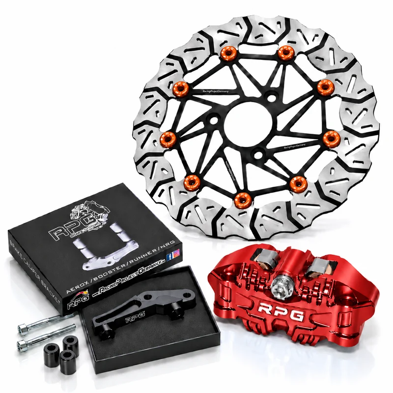 Bremskit Vorne: 280mm Oversize + 4-Kolben Bremssattel + Adapter für Yamaha Aerox