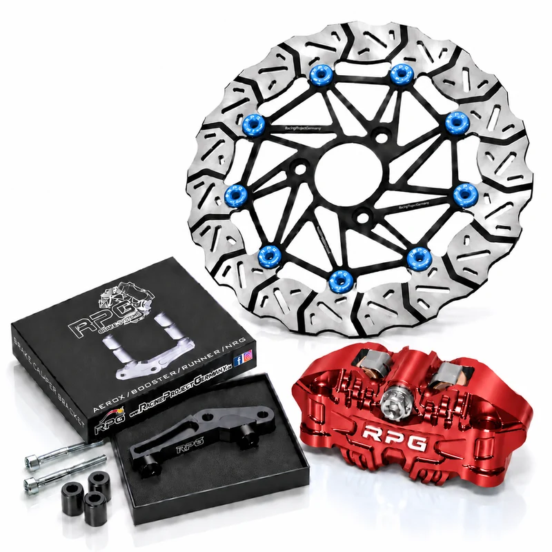 Bremskit Vorne: 280mm Oversize + 4-Kolben Bremssattel + Adapter für Yamaha Aerox