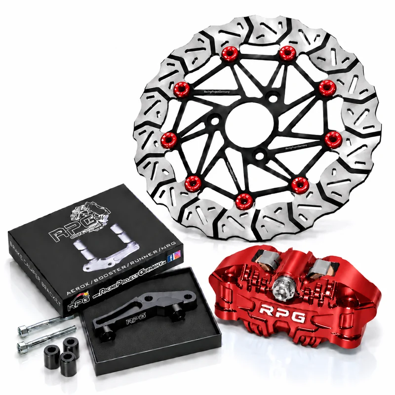 Bremskit Vorne: 280mm Oversize + 4-Kolben Bremssattel + Adapter für Yamaha Aerox