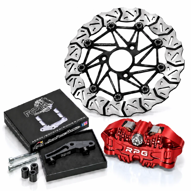 Bremskit Vorne: 280mm Oversize + 4-Kolben Bremssattel + Adapter für Yamaha Aerox