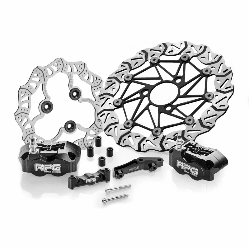 Bremskit Vorne + Hinten: 280mm Oversize Bremsscheibe Vorne inkl. Bremssattel und Adapter + 200mm Bremsscheibe Hinten inkl. Bremssattel und Adapter