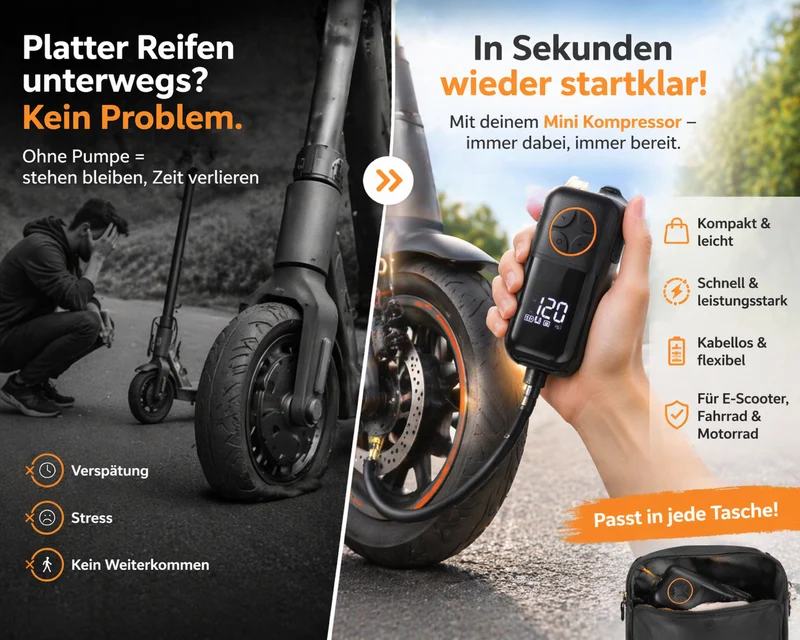Yourscooter Mini Kompressor, 10 Bar für E-Scooter und Motorrad