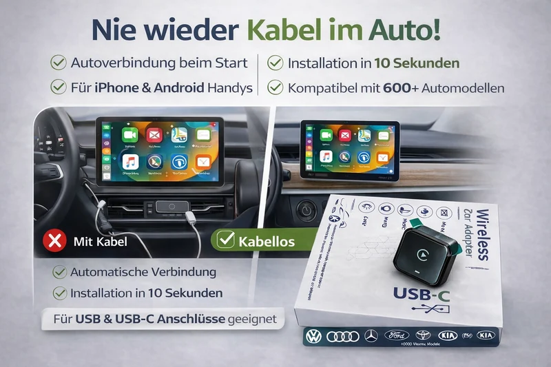 AI+ Wireless Apple & Android CarPlay Adapter Verwandle dein CarPlay in 10 Sekunden kabellos