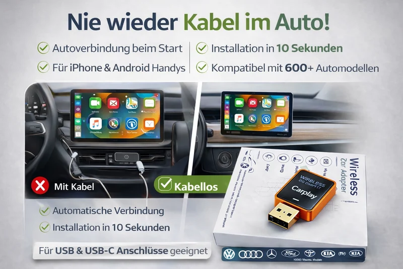 AI+ Wireless Apple & Android CarPlay Adapter Verwandle dein CarPlay in 10 Sekunden kabellos