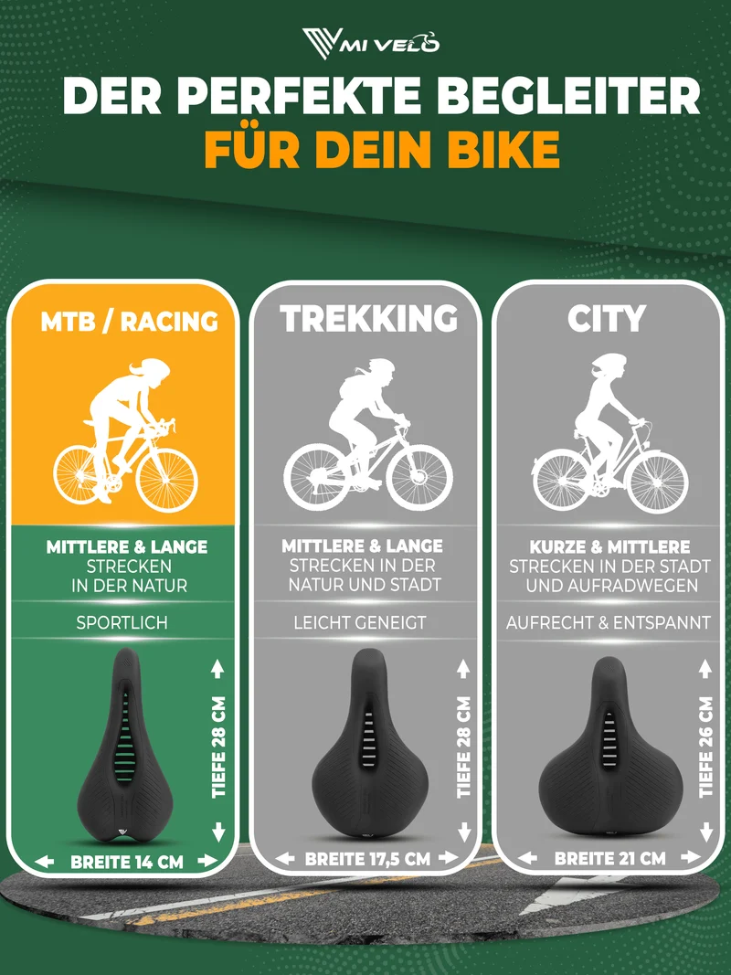 Mivelo Fahrradsattel Comfort Pro MTB memory foam