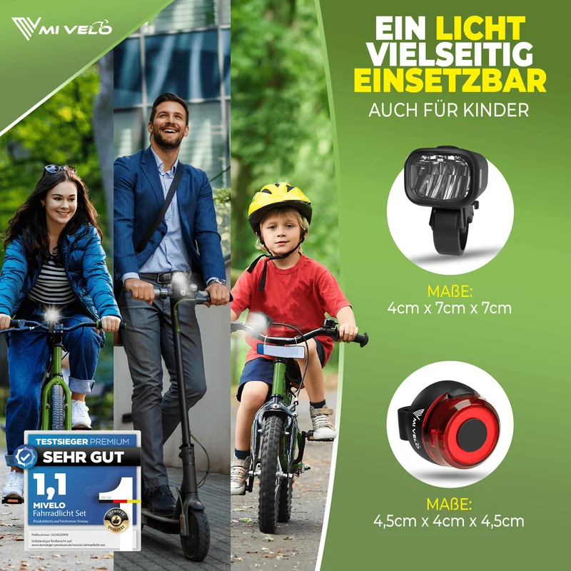 Mivelo Fahrradlampen Set SPARK PRO USB